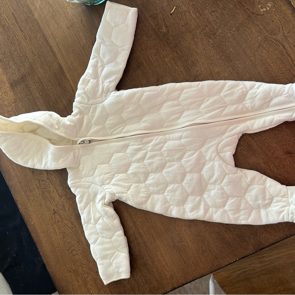 Burts Bees Cozy White Quilted infant One Piece